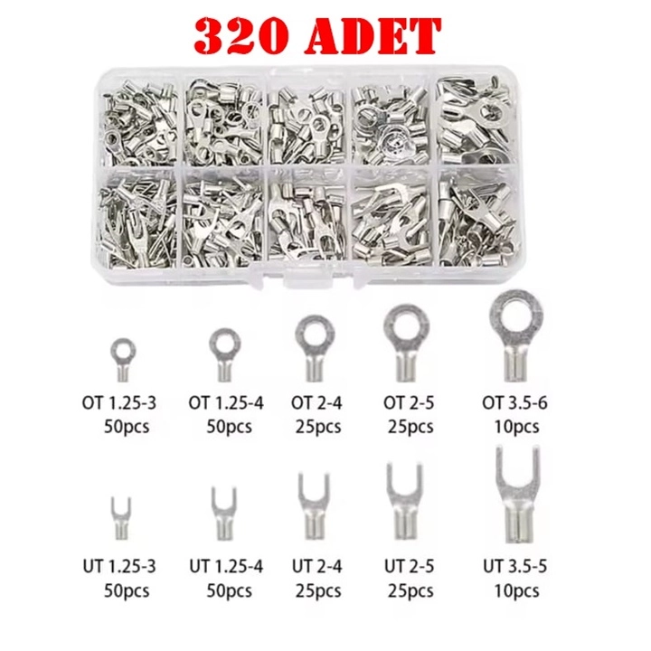  MR-274E-2 KUTULU HALKA VE ÇATAL TİP İZOLESİZ KABLO TERMİNALİ SETİ 320 PARÇA 5 BOY