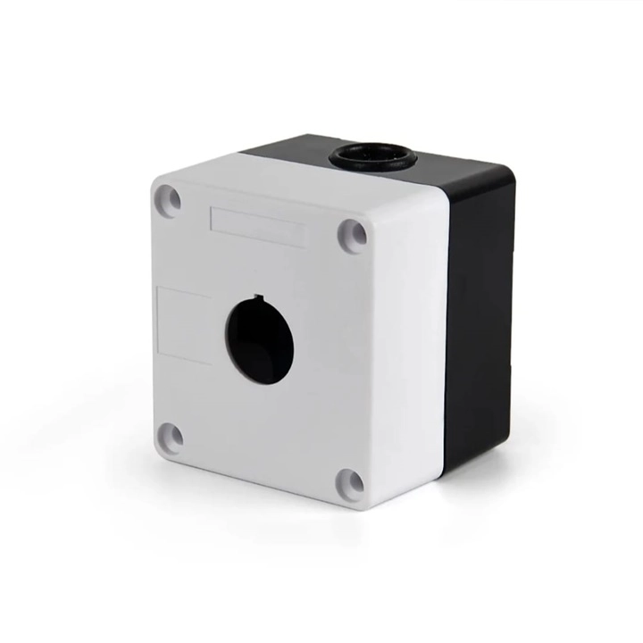 22mm Single Emergency Stop Button Enclosure – Grey-Black