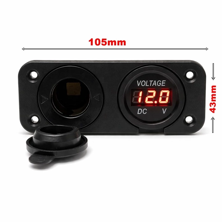 PANEL TİPİ OTO ÇAKMAKLIK VE VOLTMETRE KABLOLU SİGORTA KORUMALI