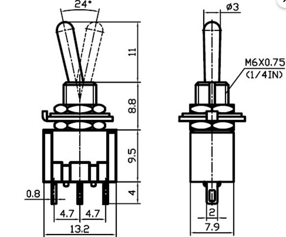 MR-139 TOGGLE SWITCH ON-OFF 3 LEGS (MTS-102)