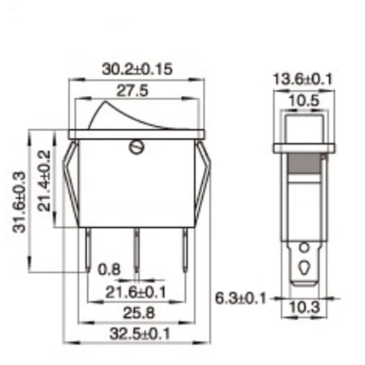 MR-114 SINGLE NARROW RED LIGHT SWITCH ON-OFF 2P