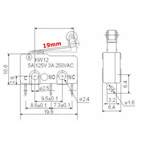 MR-169 MICRO SWITCH İĞNE BACAK PCB TEKERLEKLİ MAKARALI