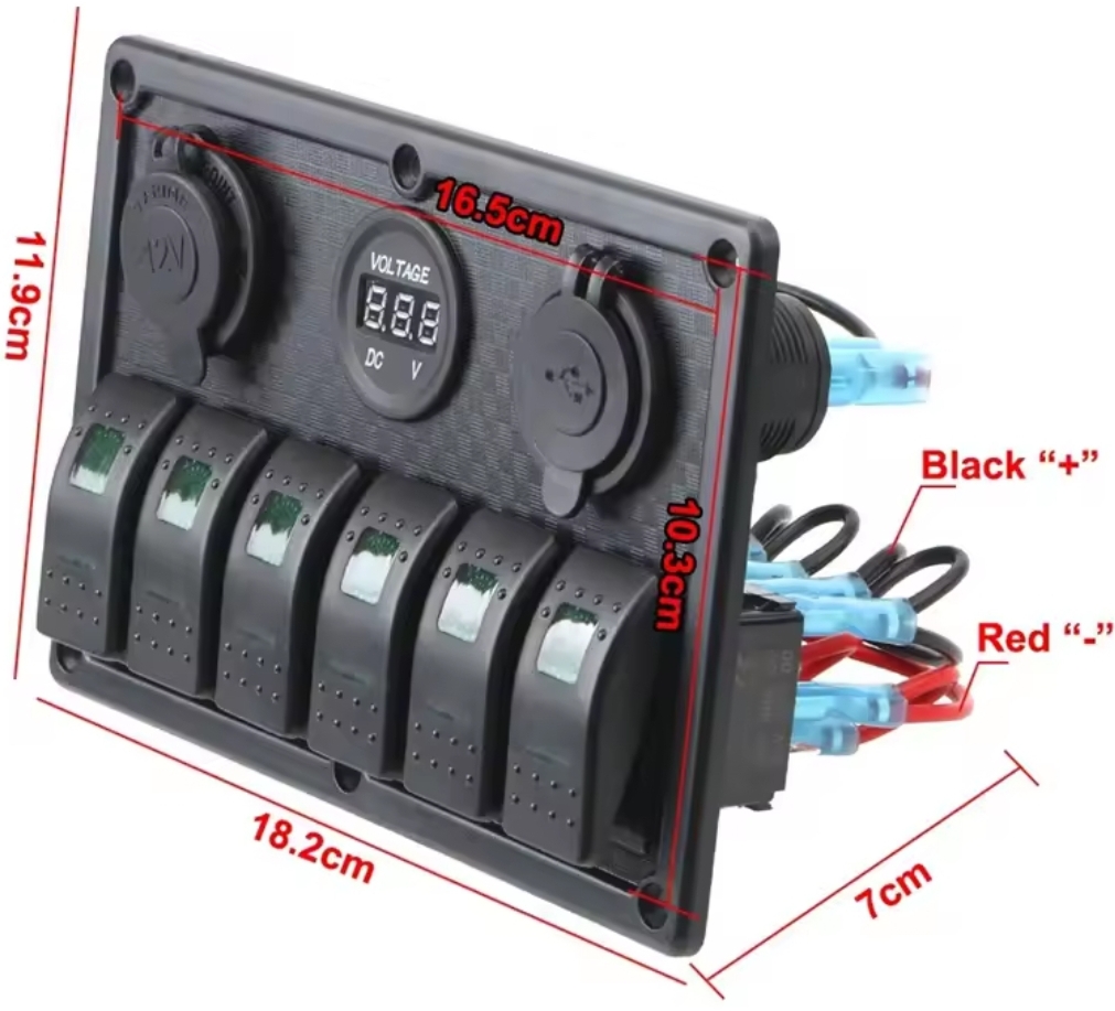 OTO KARAVAN OTO TEKNE ÇİFT USB ARAÇ ŞARJ SÖKETİ VOLTMETRE ÇAKMAKLIK AÇ KAPAT ANAHTARLI 12-24V