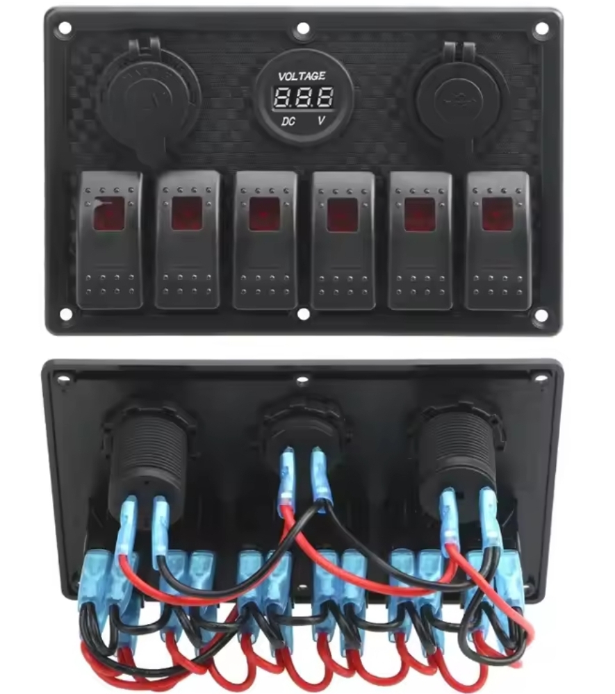 OTO KARAVAN OTO TEKNE ÇİFT USB ARAÇ ŞARJ SÖKETİ VOLTMETRE ÇAKMAKLIK AÇ KAPAT ANAHTARLI 12-24V