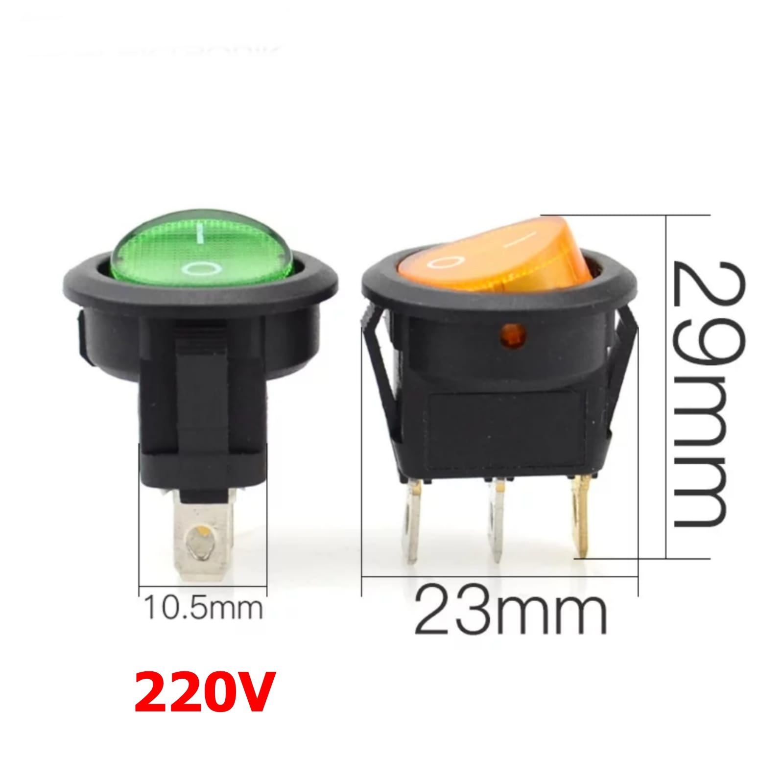 MR-131 YUVARLAK KIRMIZI IŞIKLI ANAHTAR ON-OFF 3 BACAKLI  220V