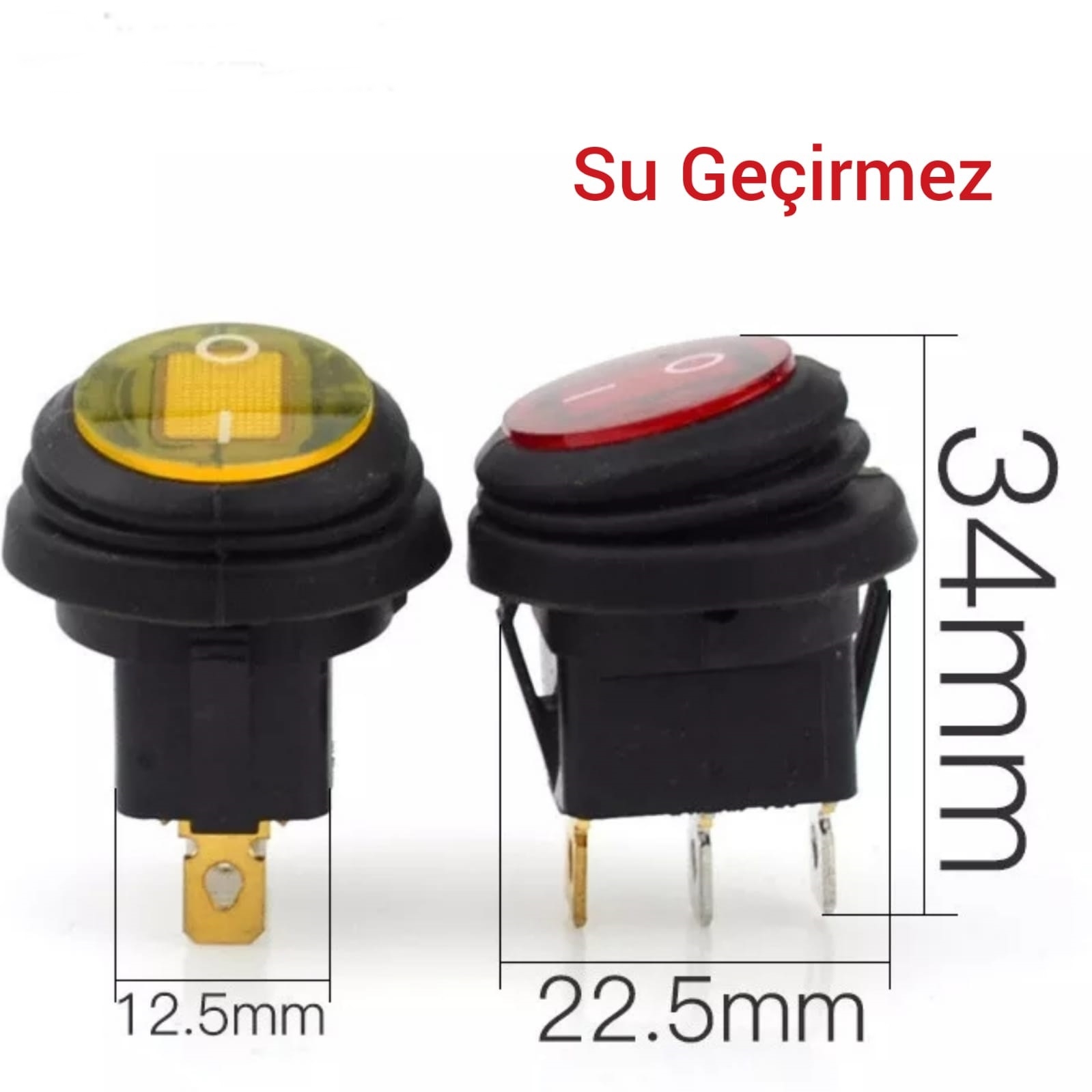 MR-131W YUVARLAK KIRMIZI IŞIKLI ANAHTAR ON-OFF KÖRÜKLÜ SU GEÇİRMEZ 3 BACAKLI