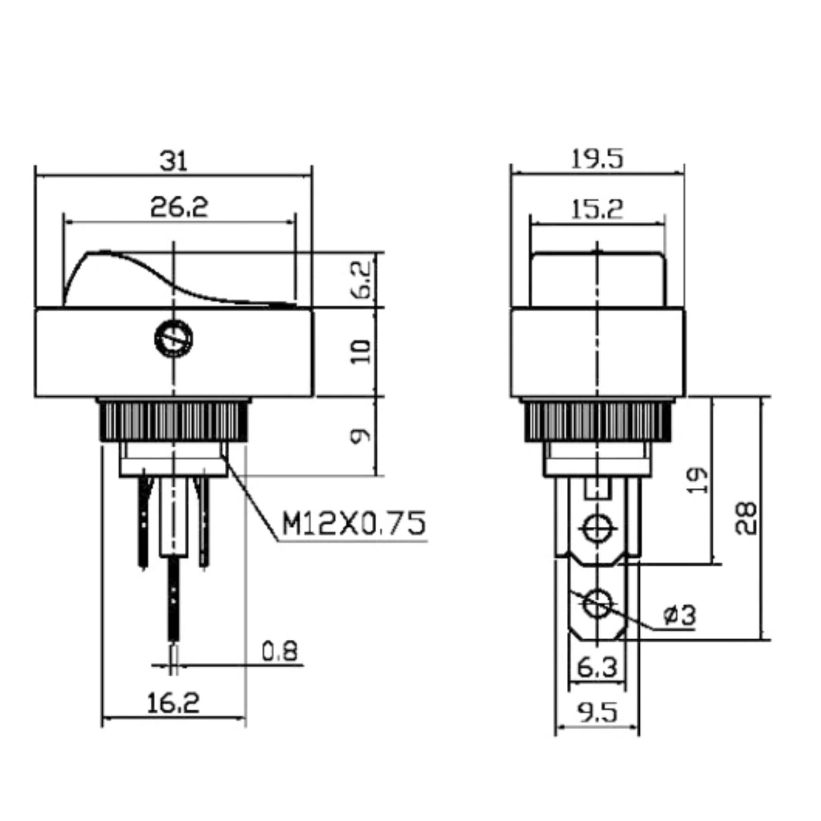 MR-132A-2 OVAL ASW SERİSİ 12V 20AMPER LEDLİ ON-OFF ANAHTAR SARI