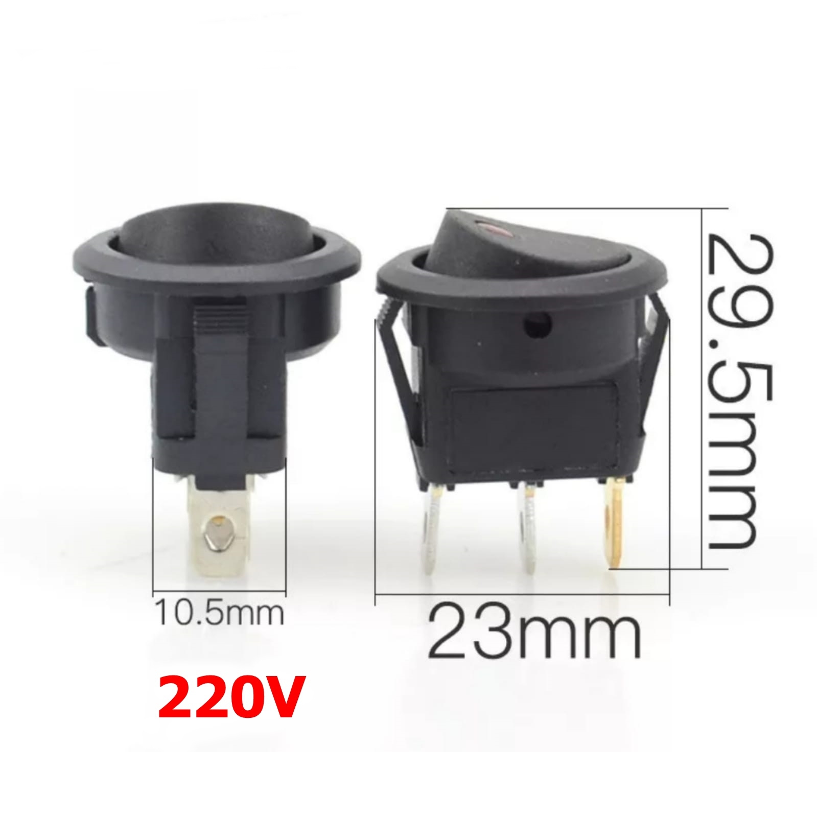 MR-132 YUVARLAK NOKTA KIRMIZI IŞIKLI ANAHTAR ON-OFF 3 BACAKLI 6A 250V AC
