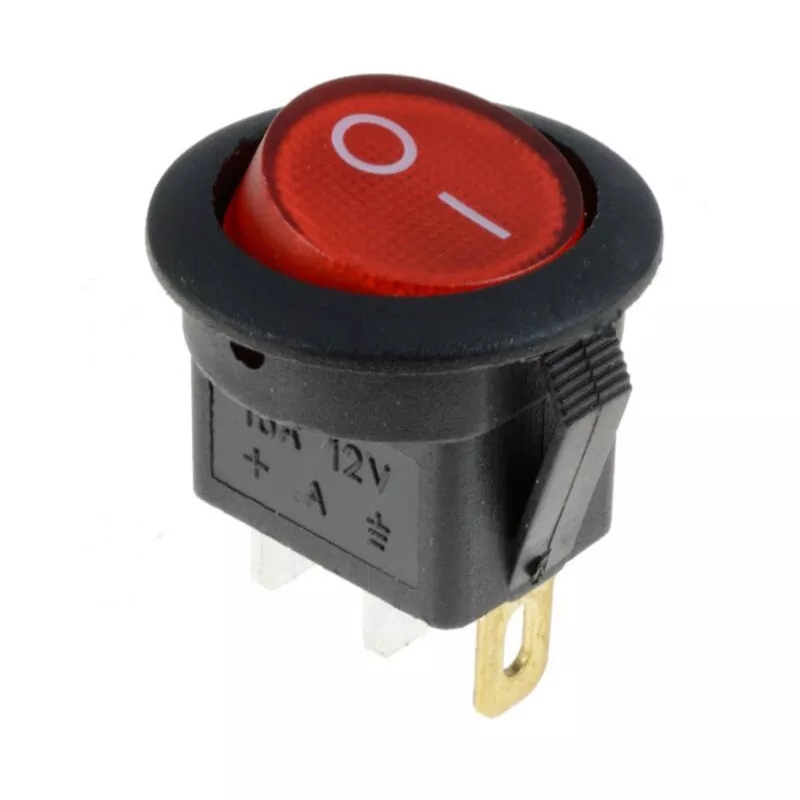 MR-131A YUVARLAK KIRMIZI IŞIKLI ANAHTAR ON-OFF 3 BACAKLI  12VOLT 