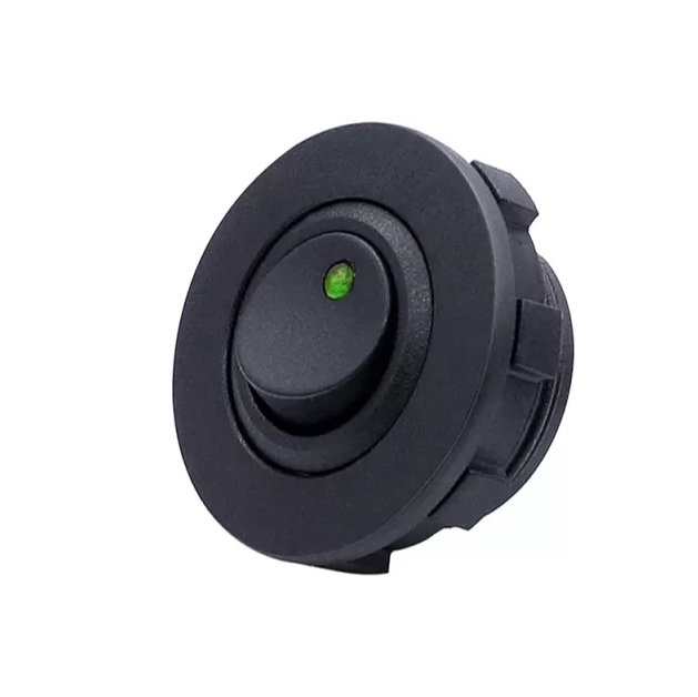 MR-132E ROUND DOT GREEN LIGHT PANEL TYPE SWITCH ON-OFF 3 LEGS 12V 20 AMPER