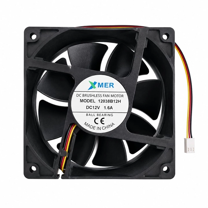 120X120X38MM RULMANLI 12CM 12V 1.6A 3P XMER 3 UÇLU FAN