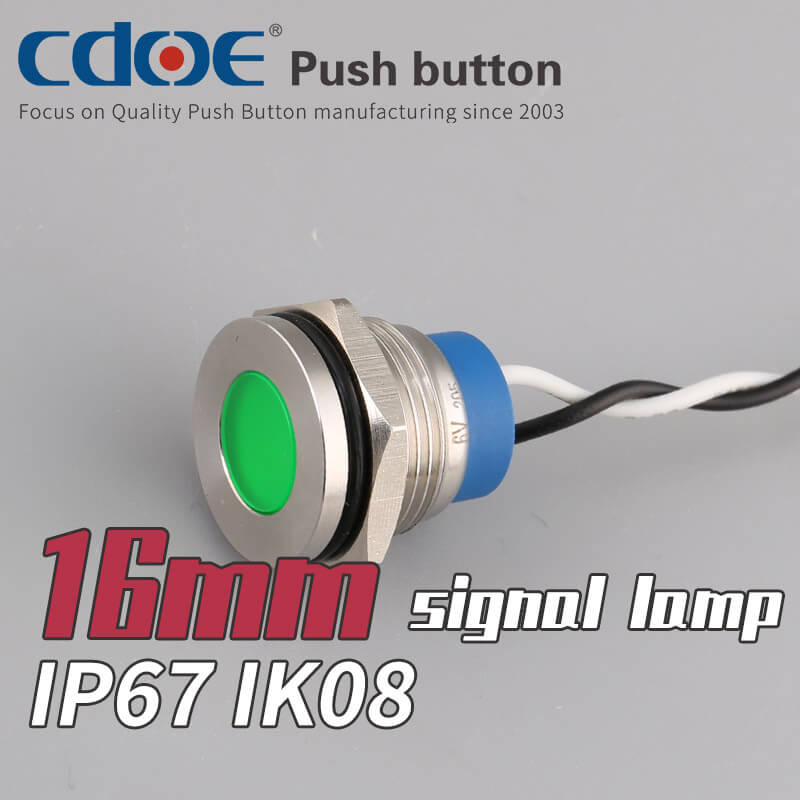 16mm KIRMIZI RENK METAL KABLOLU SU GEÇİRMEZ SİNYAL LAMBASI IP67