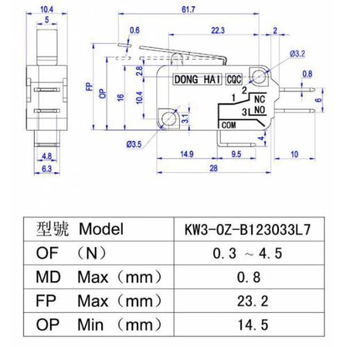 MR-176A MICRO SWITCH UZUN PALETLİ (220V 16A) DONGHAI