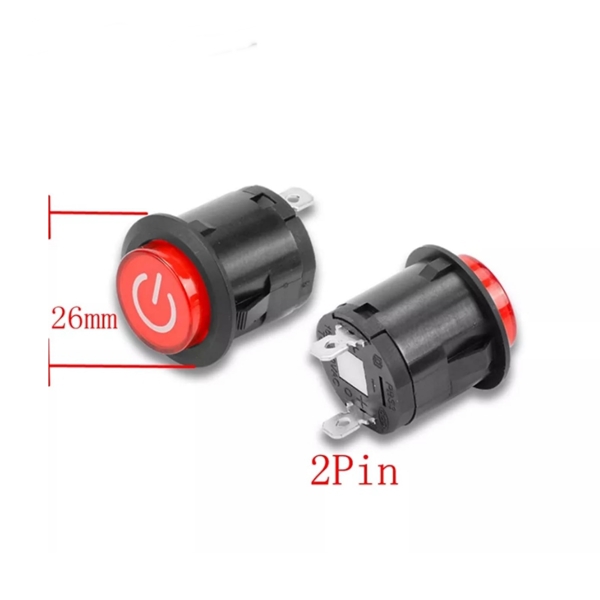 MR-180E 26MM YAYLI ROCKER BUTON IŞIKSIZ ’’POWER’’ SİMGELİ 2 BACAKLI
