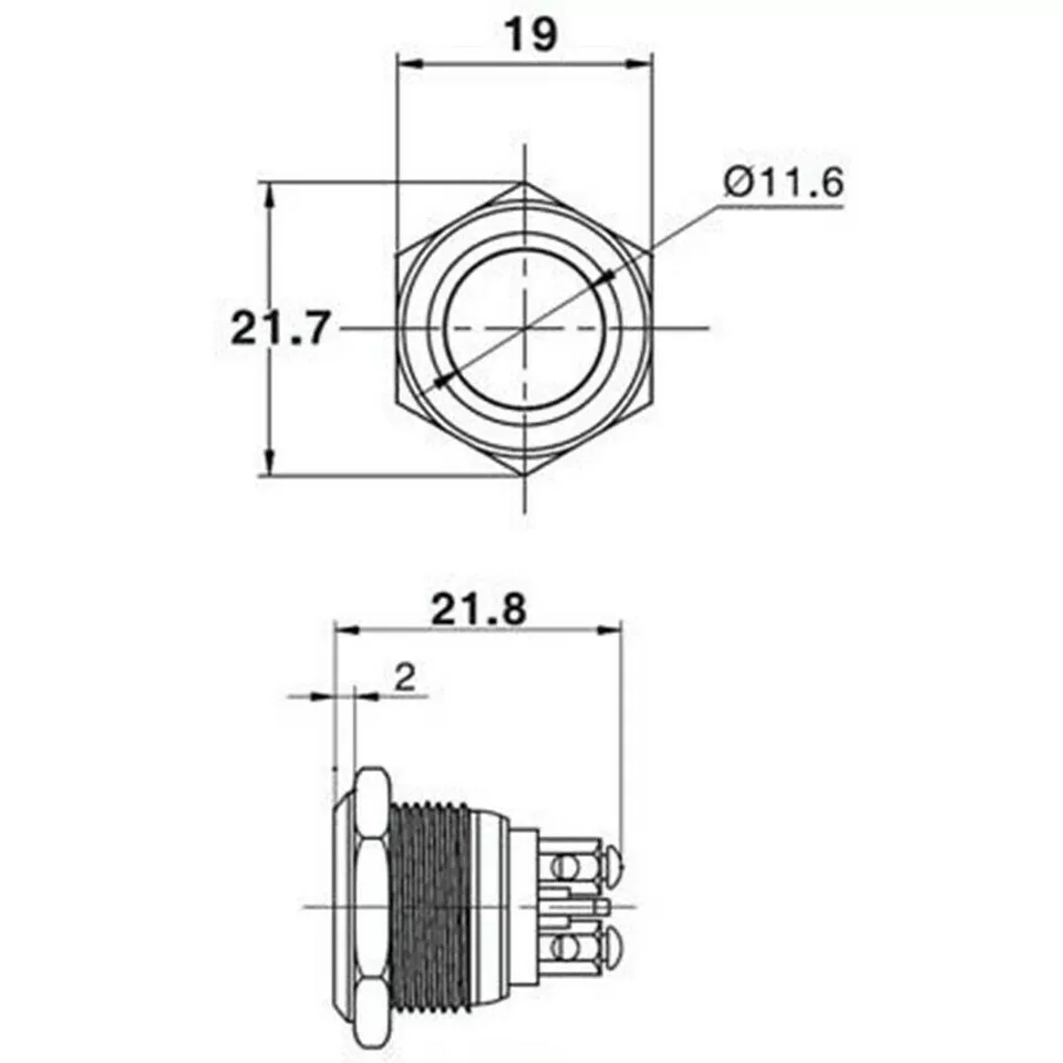MR-181 19mm METAL KALMASIZ BUTON BOMBELİ BUTON (PBS28B) (D61)