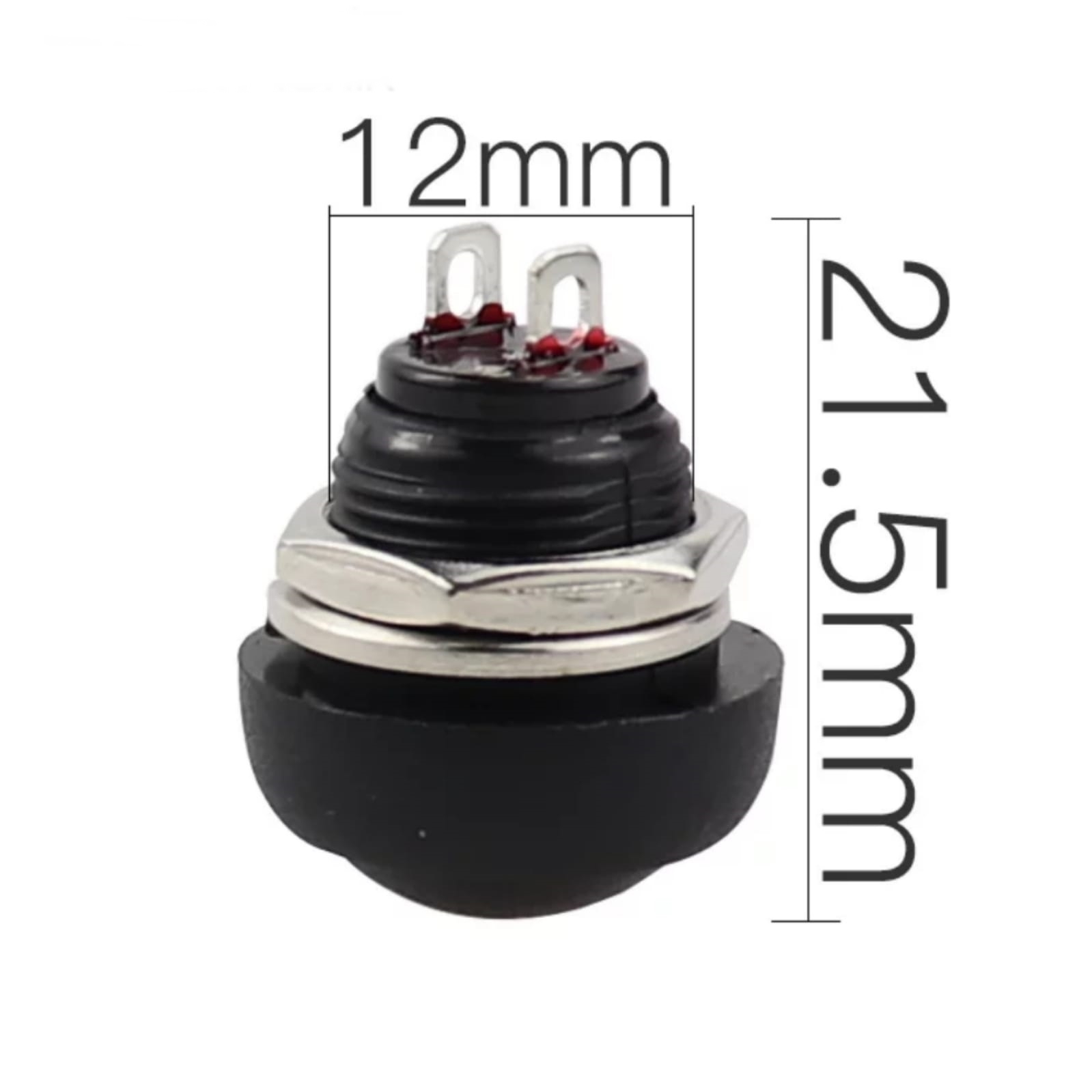 MR-184 12mm PUSH BUTON PLASTİK SİYAH ( PBS-33B )