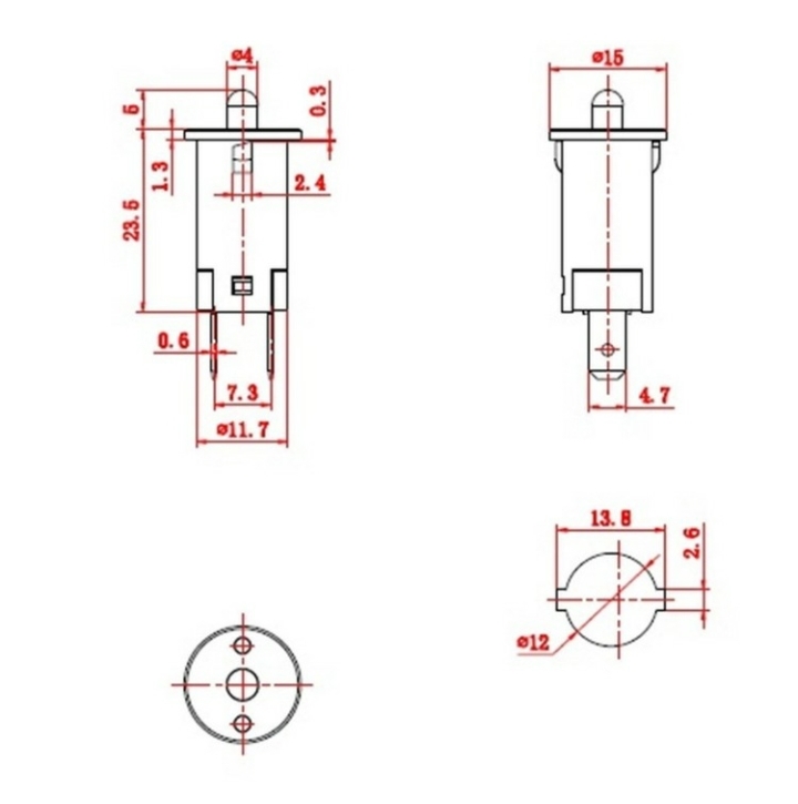 MR-187A Kapak Switch 12mm (Ters) Normalde Kapalı Kontak﻿﻿ Beyaz