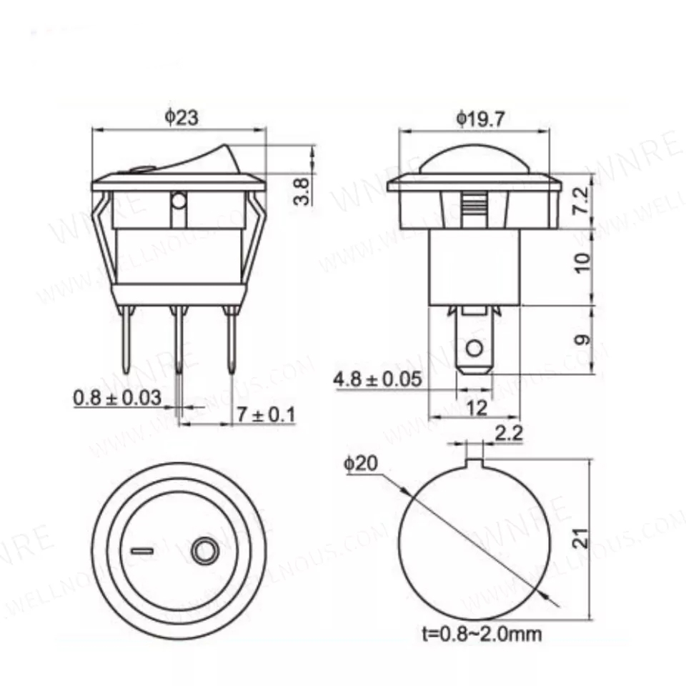MR-132A YUVARLAK NOKTA KIRMIZI IŞIKLI ANAHTAR ON-OFF 3 BACAKLI 12VOLT 20 AMPER