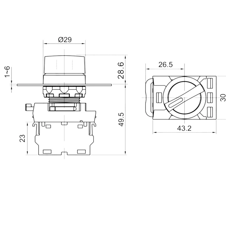 LAY25-ED33 22MM  I-0-II KISA MANDAL BUTON