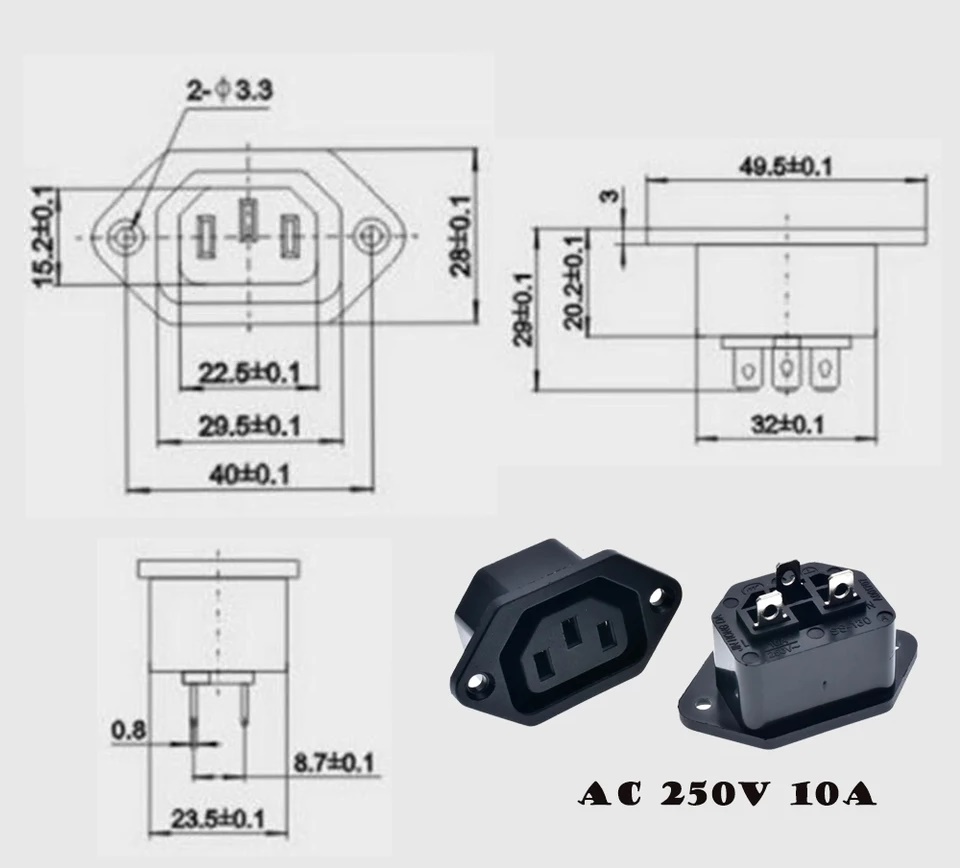 MR-212A BİLGİSAYAR POWER SOKET DİŞİ KULAKLI C15