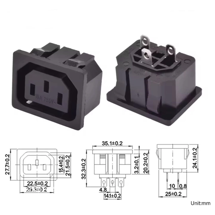 MR-212D BİLGİSAYAR POWER SOKET DİŞİ KULAKSIZ C15 FİŞ SÖKETİ