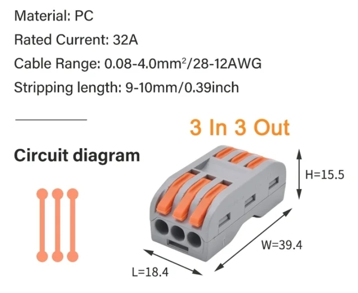 PCT-223 AWG 28-12 3LÜ ÇİFT TARAFLI HIZLI KABLO BİRLEŞTİRİCİ