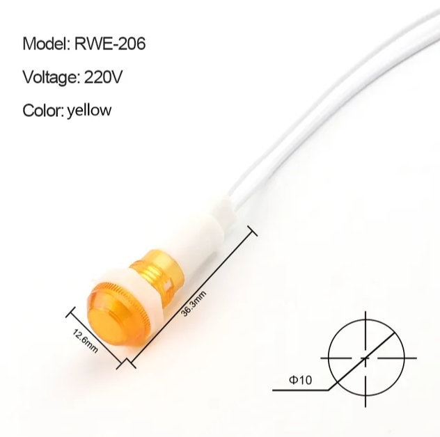 IC-227 SİNYAL LAMBASI 10 MM PLASTİK KABLOLU 220V