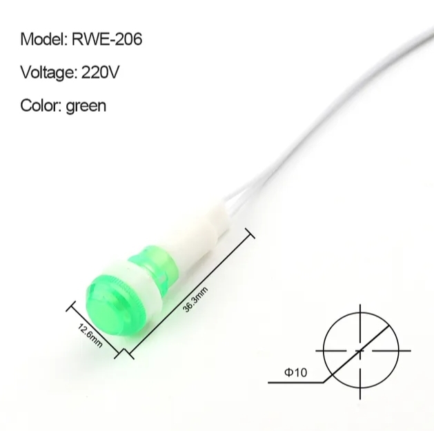 IC-227 SİNYAL LAMBASI 10 MM PLASTİK KABLOLU 220V