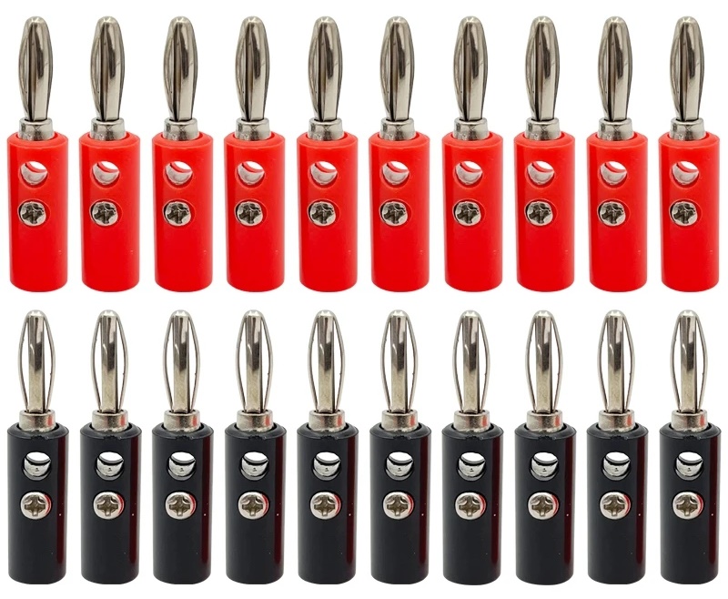 10 TAKIM KIRMIZI SİYAH 4MM BANAN JAK FİŞ CX-02