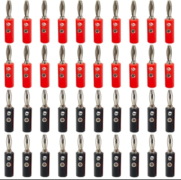 20 TAKIM KIRMIZI SİYAH 4MM BANAN JAK FİŞ CX-02