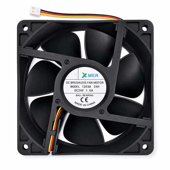 120X120X38MM RULMANLI 12CM 24V 1.0A 3P XMER 3 UÇLU FAN
