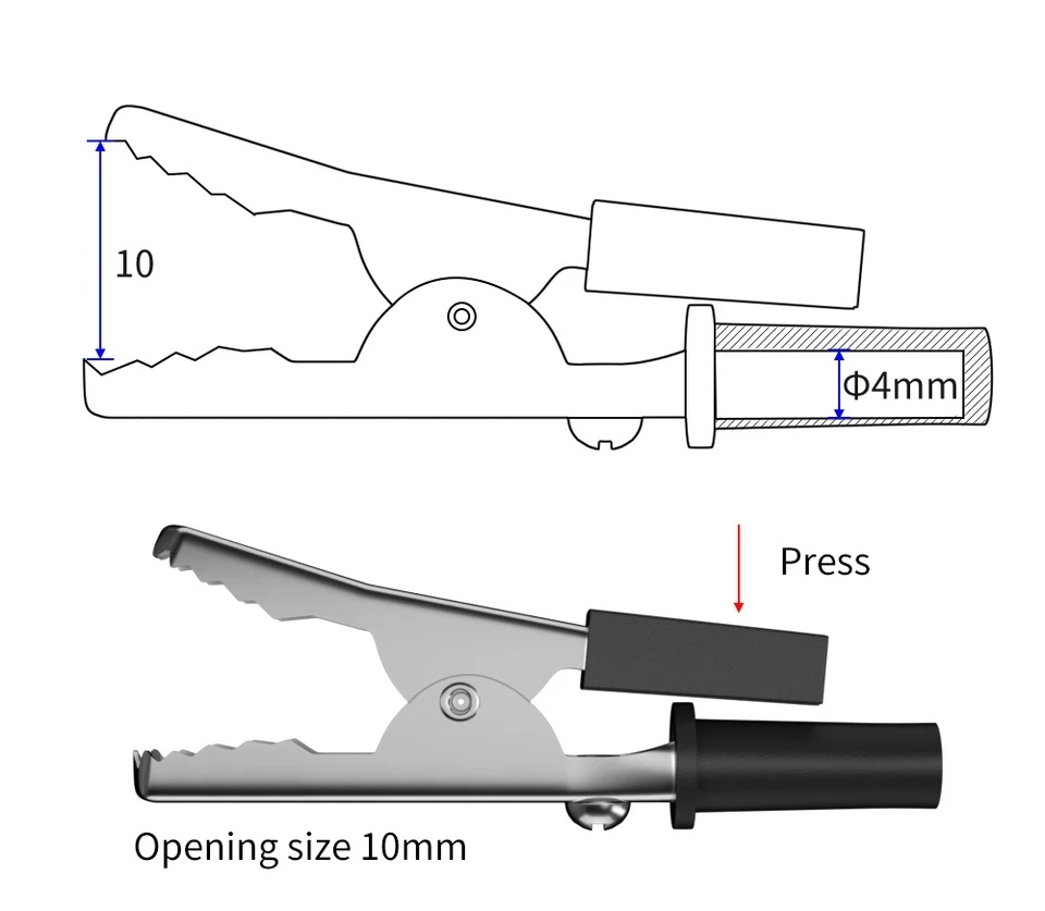 5 TAKIM 50MM TEST PROBU METAL TİMSAH AĞZI KRIKODİL MİNİ AKÜ MAŞASI