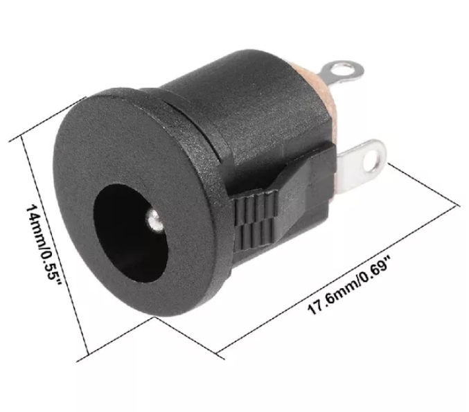 MR-257B DC ŞASE JAK 2.1MM YUVARLAK GEÇMELİ SİYAH SOMUNSUZ GEÇMELİ 12MM
