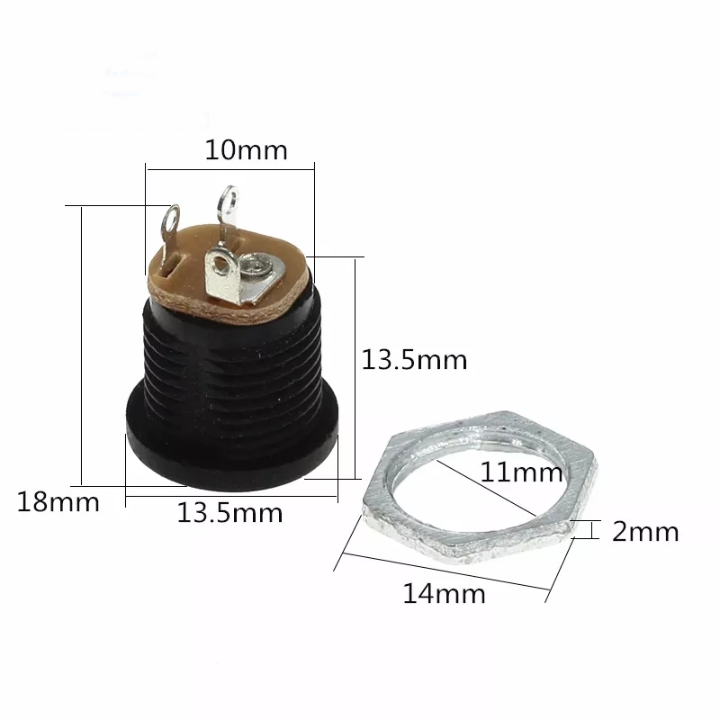 MR-257 DC ŞASE 2.1mm YUVARLAK SOMUNLU 5.5x2.1mm