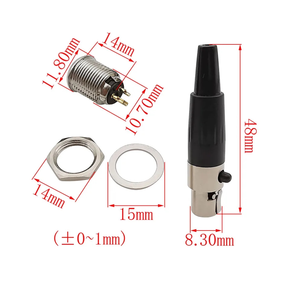 MR-261S 1 TAKIM MİNİ XLR ŞASE CANON JAK 3 PİN DİŞİ ERKEK TAKIM