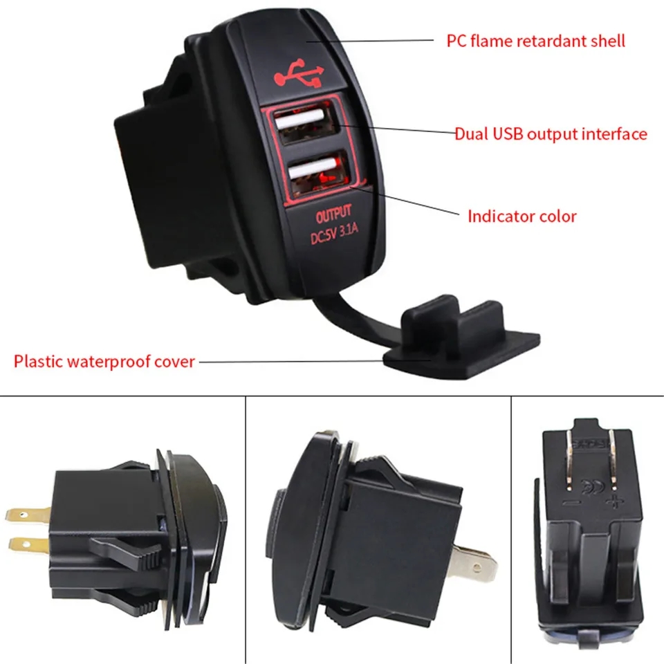 MR-266C-3 MARİN TİP 2 Lİ USB ŞARJ SÖKETİ 12-24V - 5V/3.1A