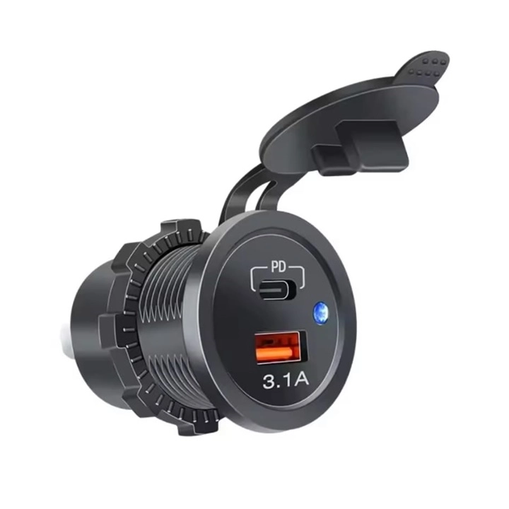 MR-266C-7 PANO TİP USB 3.0 + TYPE-C SOKET 12-24V ARASI MAVİ LEDLİ