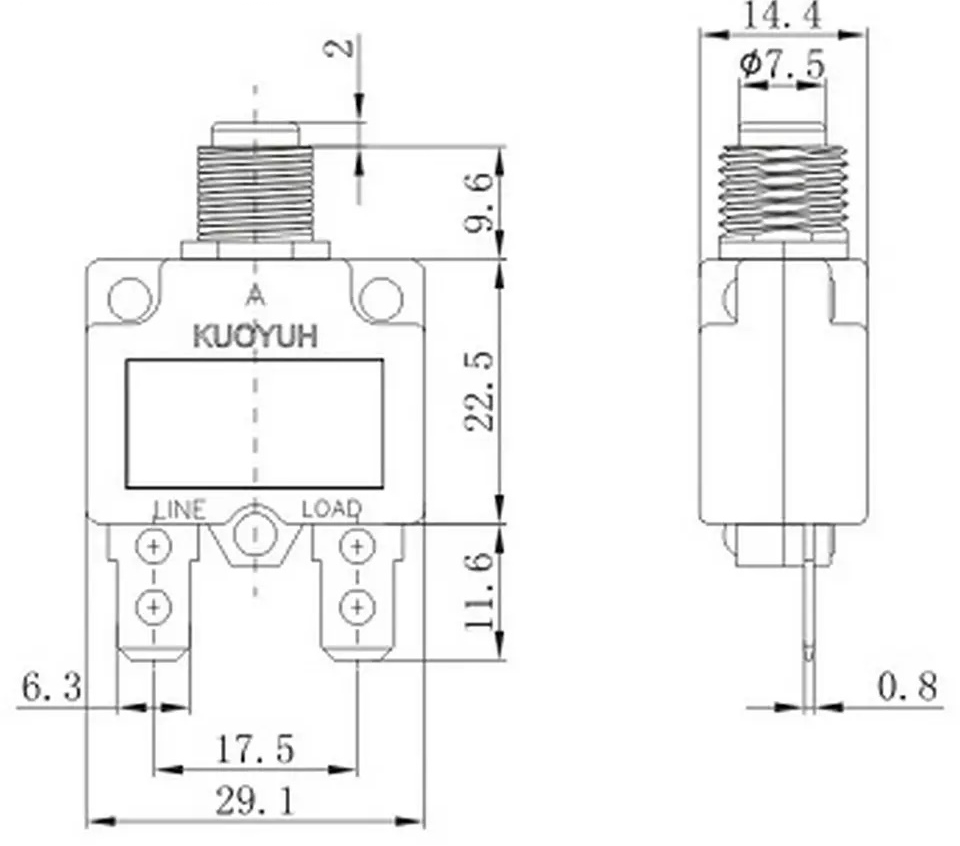 12 AMPER TERMİK ANAHTAR DEVRE KESİCİ YÜK RESETLİ SİGORTA 125/250V AC 32V DC 12A
