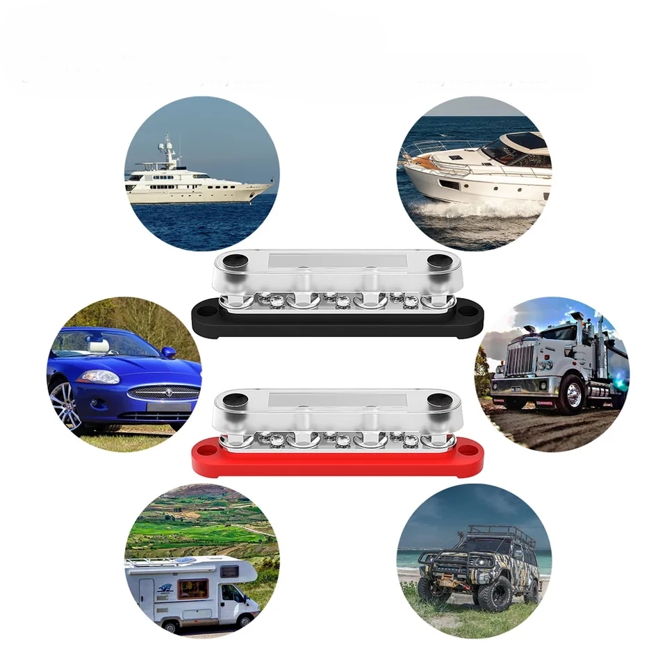 KAPAKLI ŞASE TERMİNALI 150A 6XM4 VİDALI 4XM8 KUTUPLU POWER TERMİNAL BLOĞU