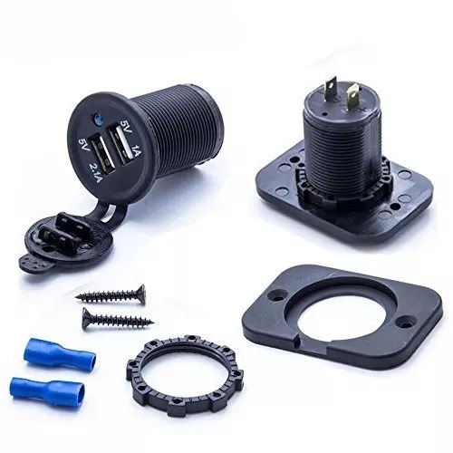 MARİN TİP ARAÇ USB ÇİFT GİRİŞLİ ŞARJ SÖKETİ 12-24V 1A 2.1A 