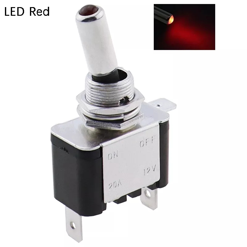 MR-151A RED LED TOGGLE SWITCH 12V 20 AMPER SWITCH