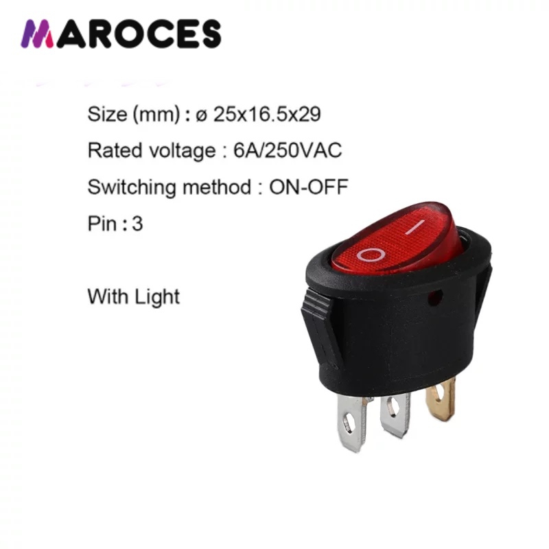 MR-134B OVAL IŞIKLI ANAHTAR ON-OFF 3 BACAKLI ÇAY MAKİNESİ ANAHTARI