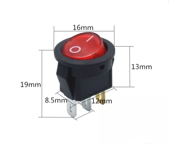 MR-134D MİNİ (S) YUVARLAK KIRMIZI IŞIKLI ANAHTAR ON-OFF 3 BACAKLI