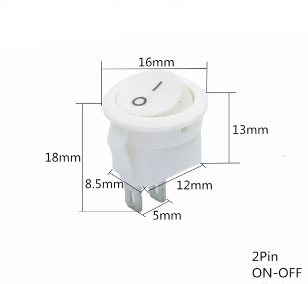 MR-134E MİNİ (S) YUVARLAK IŞIKSIZ ANAHTAR ON-OFF 2 BACAKLI BEYAZ KASA