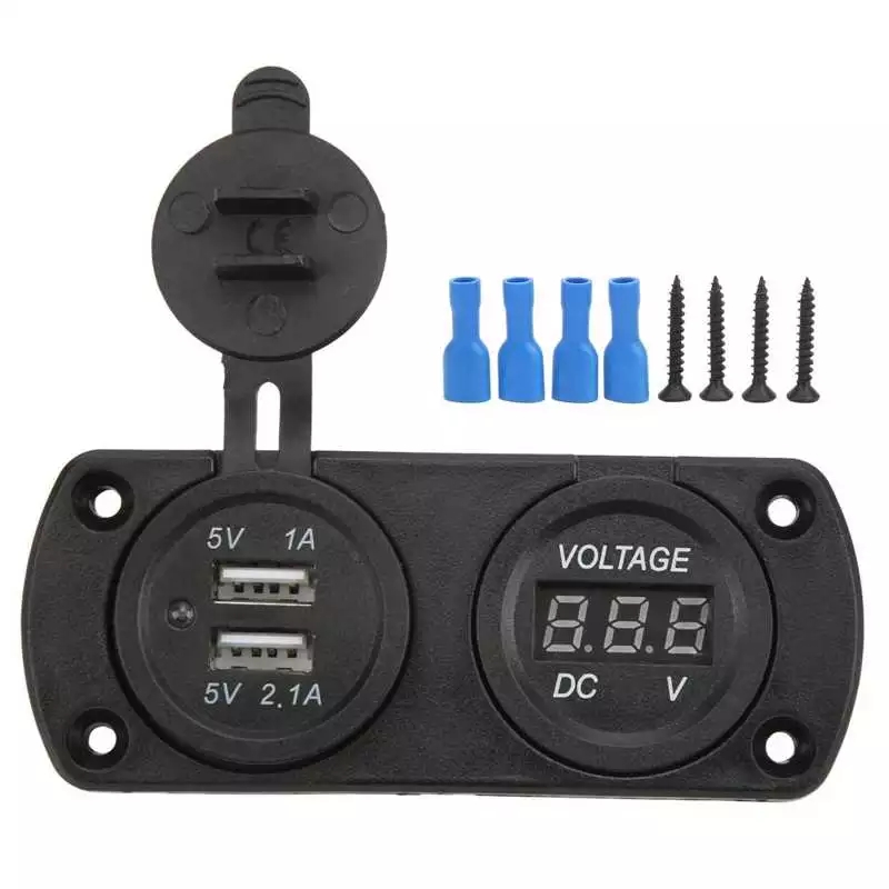 USB ŞARJ CİHAZI 1A 2.1A DİJİTAL VOLTMETRE 12V 24V PANO TİP ŞARJ SÖKETİ
