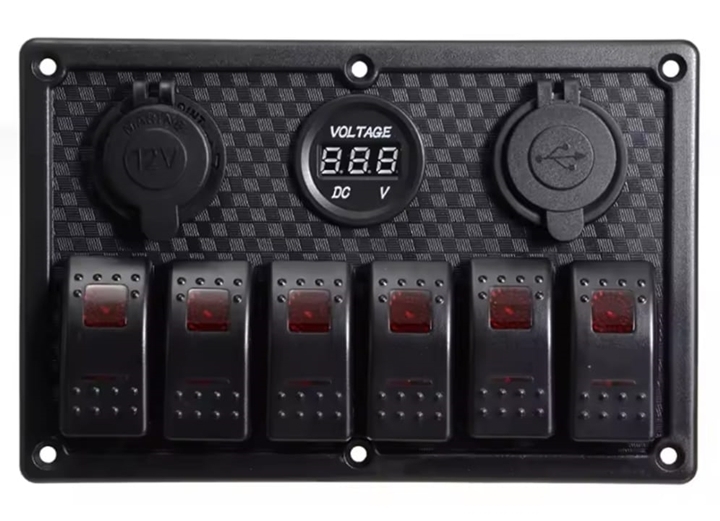 OTO KARAVAN OTO TEKNE ÇİFT USB ARAÇ ŞARJ SÖKETİ VOLTMETRE ÇAKMAKLIK AÇ KAPAT ANAHTARLI 12-24V