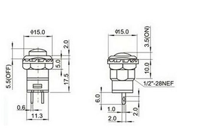 MR-185D KIRMIZI PUSH BUTON PLASTİK KALICILI 12MM 2 BACAKLI