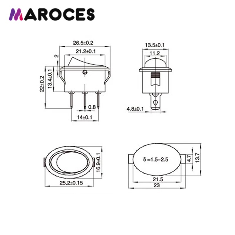 MR-134B OVAL IŞIKLI ANAHTAR ON-OFF 3 BACAKLI ÇAY MAKİNESİ ANAHTARI