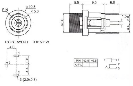 MR-258A DC ŞASE 5.5X2.1MM METAL ÜSTTEN SOMUNLU DC JAK FİŞ