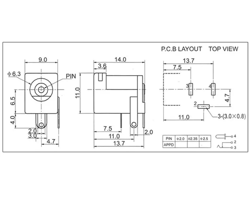 IC-255 5.5X2.1MM PCB DC ŞASE JAK FİŞ 2.1MM